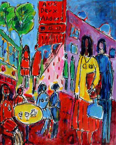 Aux Deux Magots von Jean Mirre, Malerei kaufen auf Singulart