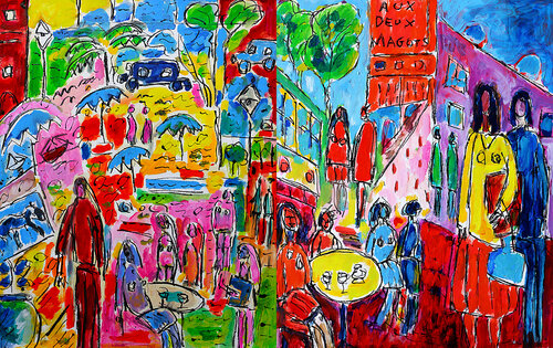 Doux mois d'août + Aux Deux Magots von Jean Mirre, Malerei kaufen auf Singulart