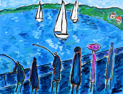 Estivants d'après Dufy di Jean Mirre, Pittura in vendita su Singulart