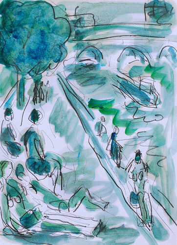 exBaigneurs à Paris van Jean Mirre, Schilderij te koop op Singulart