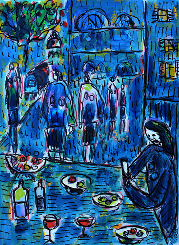 Girl on a cellphone par Jean Mirre, Peinture en vente sur Singulart