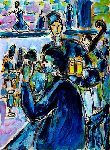 exLa serveuse de bocks d'après Manet van Jean Mirre, Schilderij te koop op Singulart