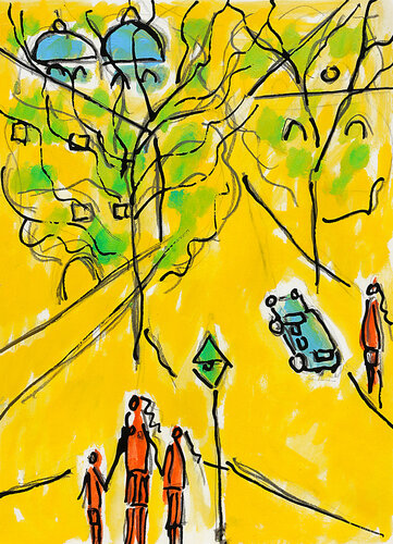 Rue de la pente pentue par Jean Mirre, Peinture en vente sur Singulart