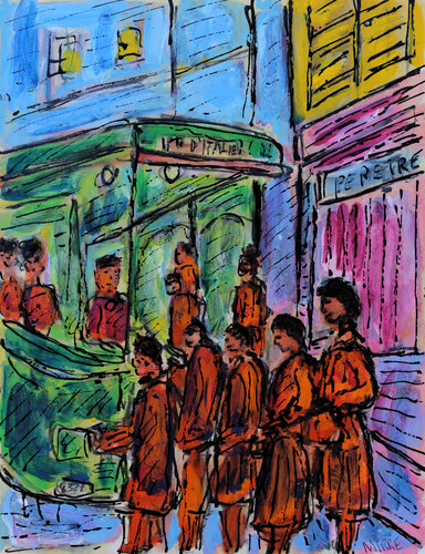 Bus stop de Jean Mirre, Pintura a la venta en Singulart