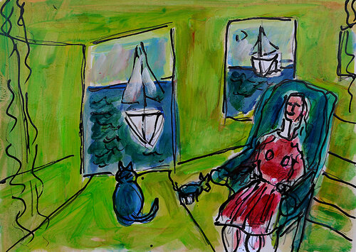 Ma langue au chat par Jean Mirre, Peinture en vente sur Singulart