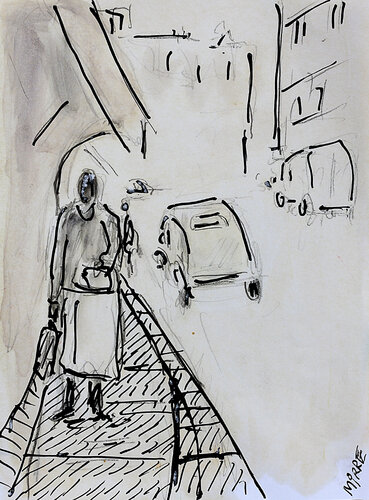Femme et pluie van Jean Mirre, Schilderij te koop op Singulart