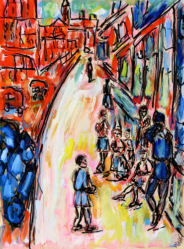 Jeux d'enfants par Jean Mirre, Peinture en vente sur Singulart