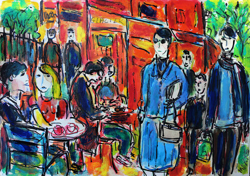 La dame en bleu di Jean Mirre, Pittura in vendita su Singulart