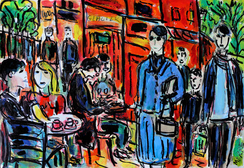 La dame en bleu par Jean Mirre, Peinture en vente sur Singulart