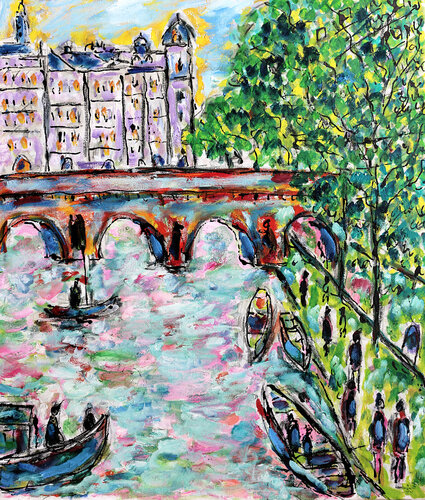 Seine et bateaux de Jean Mirre, Pintura a la venta en Singulart