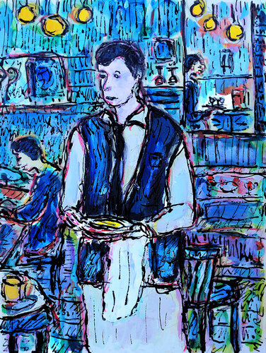 Le serveur de restaurant by Jean Mirre, Painting for Sale on Singulart