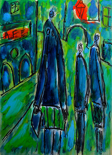 Sous le réverbère von Jean Mirre, Malerei kaufen auf Singulart