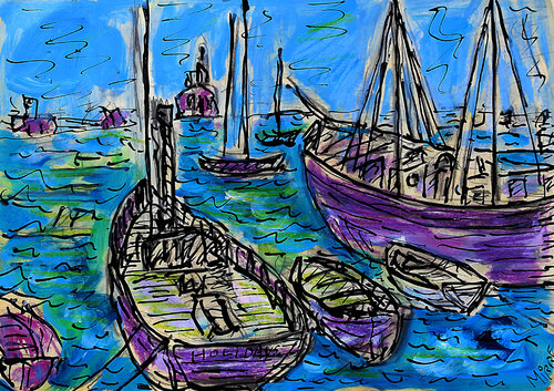 Bateaux van Jean Mirre, Schilderij te koop op Singulart