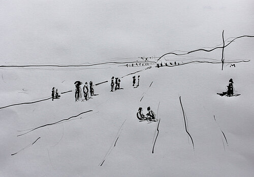 Plage normande par Jean Mirre, Peinture en vente sur Singulart