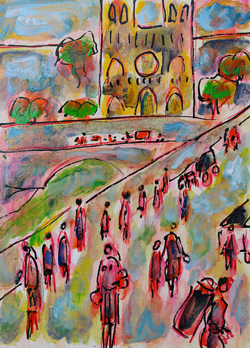 exNotre-Dame et gens van Jean Mirre, Schilderij te koop op Singulart