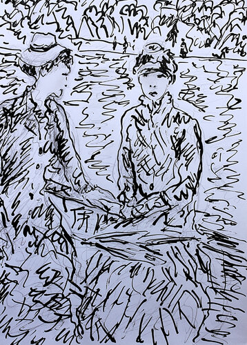 exLe lac du Bois de Boulogne d'après Morisot van Jean Mirre, Schilderij te koop op Singulart