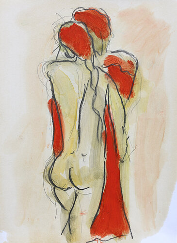 Couple d'après Schiele par Jean Mirre, Peinture en vente sur Singulart