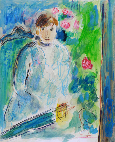 Eté jeune femme près d'une fenêtre d'après Berthe Morisot par Jean Mirre, Peinture en vente sur Singulart