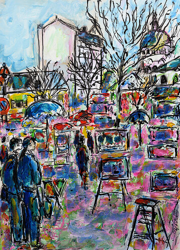 Dimanche à Montmartre van Jean Mirre, Schilderij te koop op Singulart