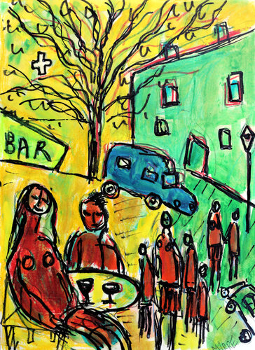 La fille du bar by Jean Mirre, Painting for Sale on Singulart