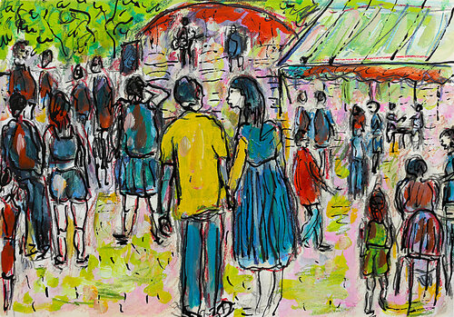 La no fête von Jean Mirre, Malerei kaufen auf Singulart