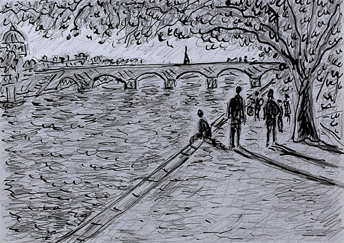 Rive droite par Jean Mirre, Peinture en vente sur Singulart