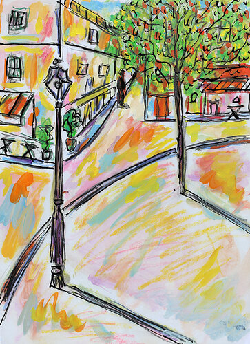 Place du diamant par Jean Mirre, Peinture en vente sur Singulart
