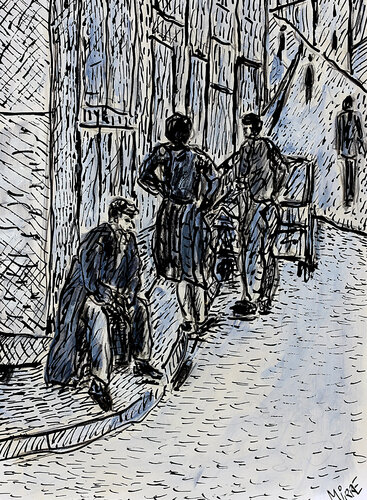 Le livreur de charbon di Jean Mirre, Pittura in vendita su Singulart