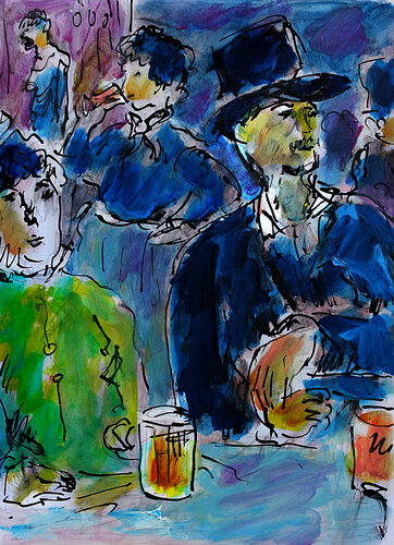 exD'après Manet Au Café van Jean Mirre, Schilderij te koop op Singulart