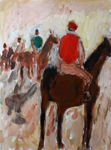 Le défilé des jockeys d'après Degas di Jean Mirre, Pittura in vendita su Singulart