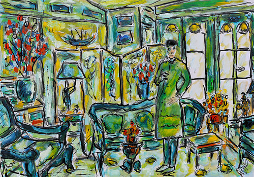 Le salon d'Iris Apfel by Jean Mirre, Painting for Sale on Singulart