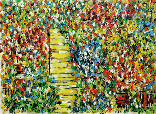 Escalier fleuri by Jean Mirre, Painting for Sale on Singulart