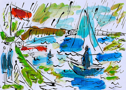 Oh mon bateau oh oh par Jean Mirre, Peinture en vente sur Singulart