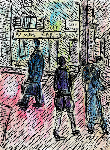 Café Au vieux Paris by Jean Mirre, Painting for Sale on Singulart