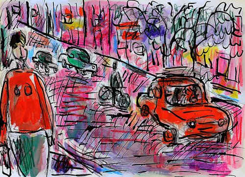 Red traffic di Jean Mirre, Pittura in vendita su Singulart