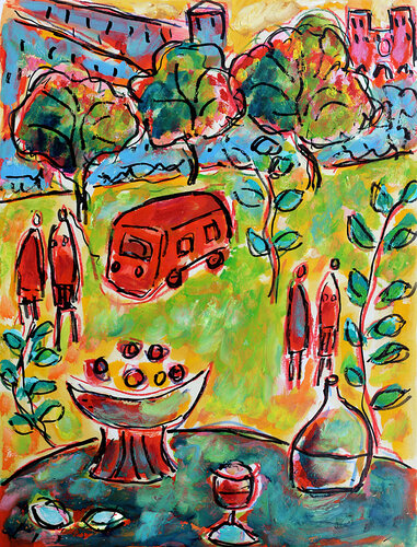 La bonne table by Jean Mirre, Painting for Sale on Singulart