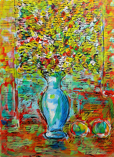 Vase bleu par Jean Mirre, Peinture en vente sur Singulart