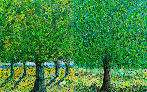 Arbres et ciel + Forever tree van Jean Mirre, Schilderij te koop op Singulart