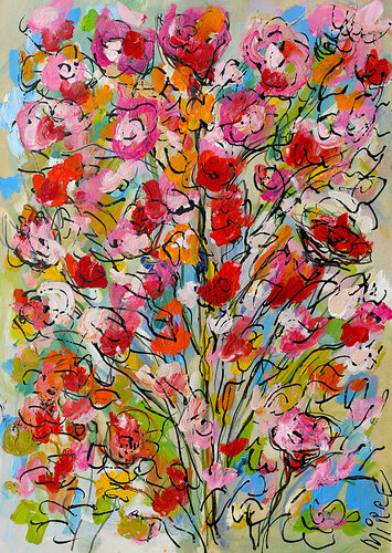 Bouquet rose van Jean Mirre, Schilderij te koop op Singulart