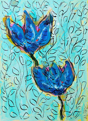 Tulipes bleues de Jean Mirre, Pintura a la venta en Singulart