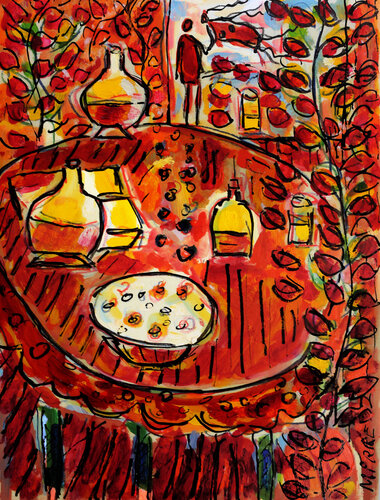 Amour et breakfast by Jean Mirre, Painting for Sale on Singulart