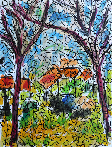 Hameau fleuri van Jean Mirre, Schilderij te koop op Singulart