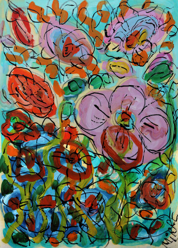 Vase de fleurs by Jean Mirre, 絵画 for Sale on Singulart