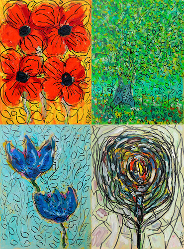 Forthcoming + Chlorophylle + Tulipes bleues + Cernes van Jean Mirre, Schilderij te koop op Singulart