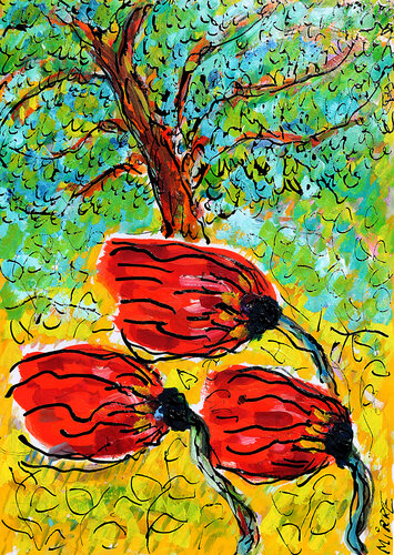 Fleurs et arbre van Jean Mirre, Schilderij te koop op Singulart