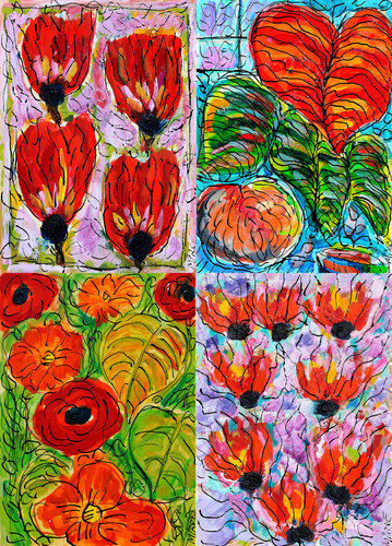 Quatrain + Du Bellay + Jardin ouvrier + Raison et sentiments by Jean Mirre, Painting for Sale on Singulart