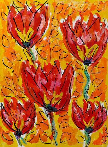 Tulips symphony van Jean Mirre, Schilderij te koop op Singulart