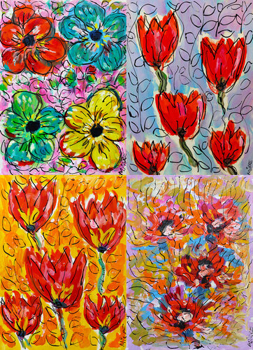 Daisies + Bal de poésie + Tulips symphony + Iphigénie von Jean Mirre, Malerei kaufen auf Singulart