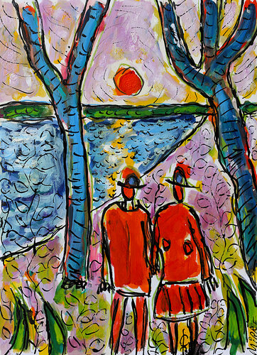 Couple pour la vie van Jean Mirre, Schilderij te koop op Singulart