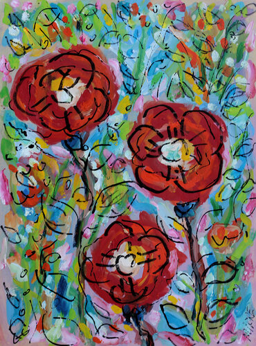 Trois roses by Jean Mirre, 絵画 for Sale on Singulart